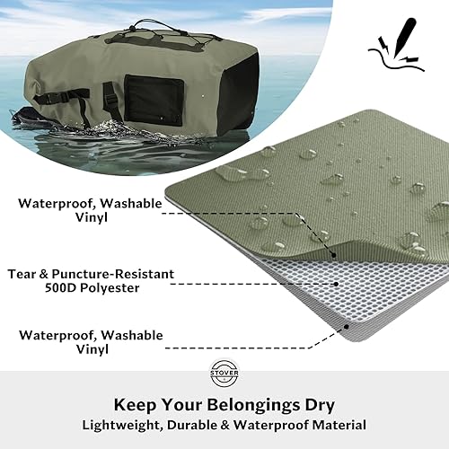 Vista 2 de STOVER Mochila impermeable de 51025304055L, bolsa seca flotante para kayak, viajes, playa, senderismo y campamento, hombresmujeres