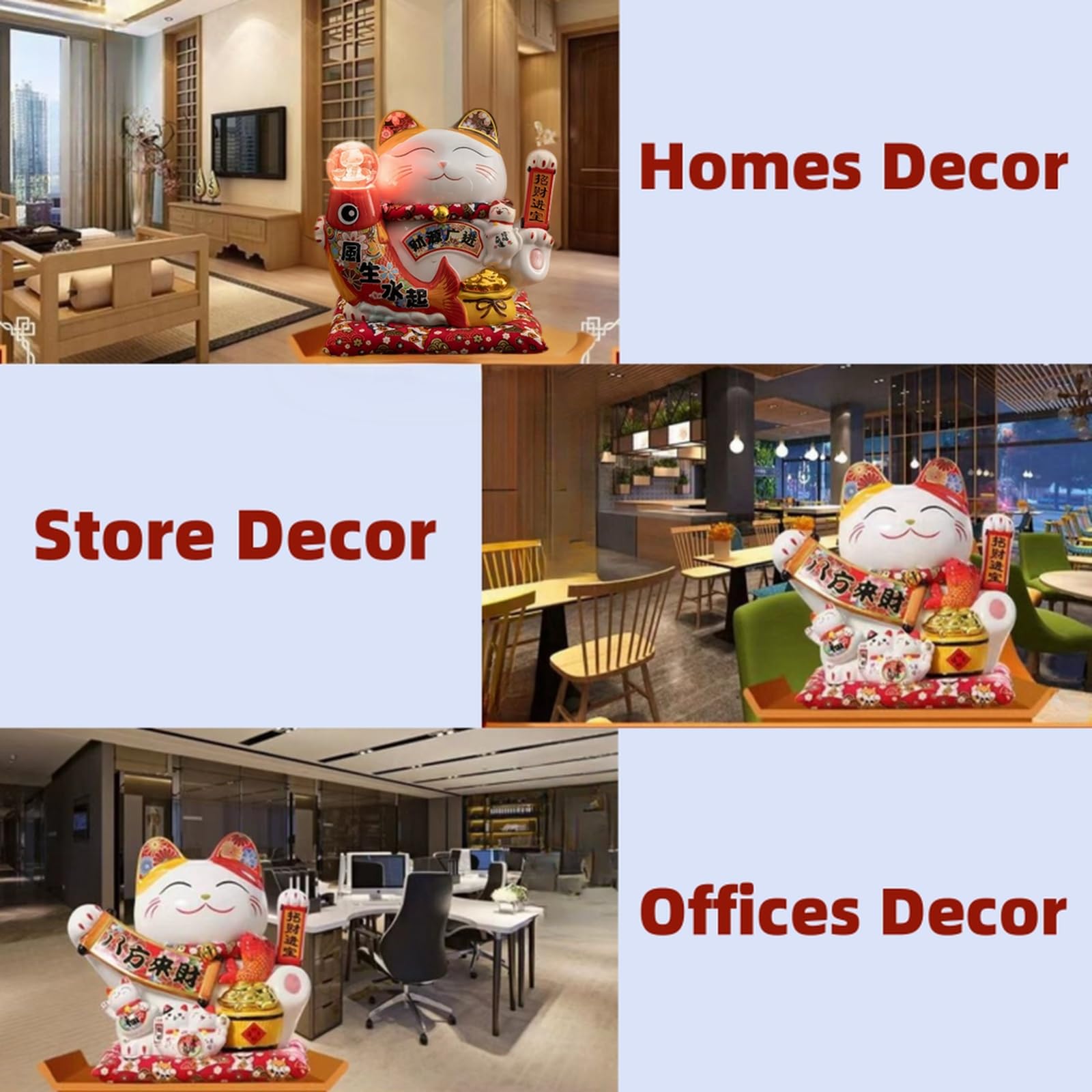 Estatua china de la suerte con brazo ondulante, cerámica Maneki Neko, decoración de gato de la fortuna del dinero para apertura de tiendas, oficina, caja registradora, decoración de