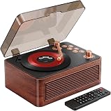 Gueray Lecteur CD Bluetooth Portable avec Haut-Parleurs 3600mAh Rechargeable Vintage pour Maison, Lecteur CD Rétro Bois de Noyer Radio FM avec Télécommande, Prise USB AUX pour Livres Audio - 1