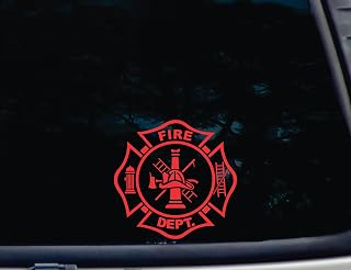Fire Department Maltese in RED - 6" x 5 3/4" die cut vinyl decal for window, car, truck, tool box, virtually any hard, smooth surface. NOT PRINTED! MADE IN THE USA!