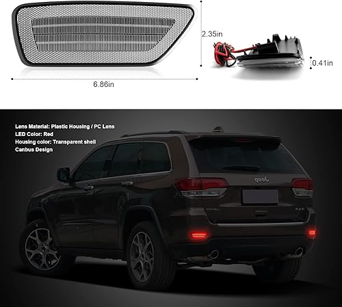 Miniatura 4 de IXCNET - Luces reflectoras LED para parachoques trasero, luz antiniebla, repuesto para Jeep Grand Cherokee 2012-2018 Compass 2011-2017, Patriot
