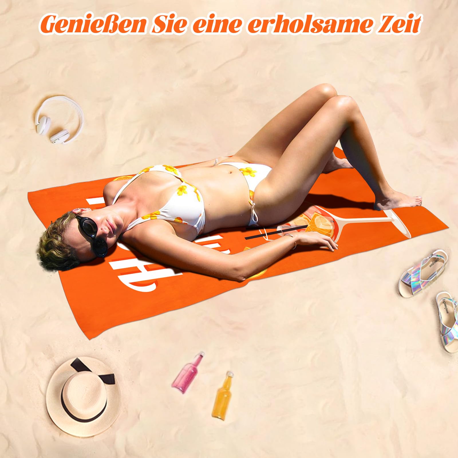 Ręcznik plażowy Aperol, Prezent AperolSpritz, Ręcznik plażowy z mikrofibry Lekki i miękki, Ręcznik plażowy dla mężczyzn i kobiet, Pomysły na prezent dla fanów Aperol (70 x 140cm) (Aperol)