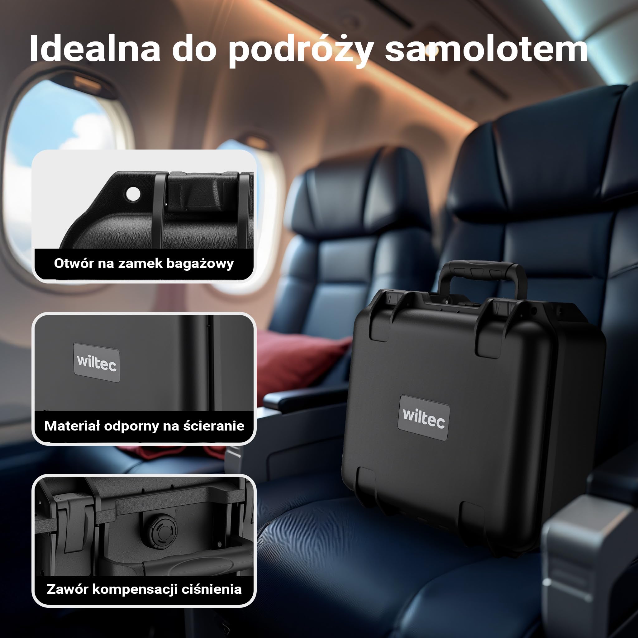 Wiltec Walizka uniwersalna 36,2 x 31 x 17,5 cm z pianką, wodoodporny kufer z PP i włókna szklanego do transportu sprzętu wrażliwego