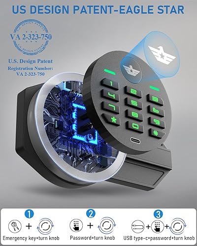 Miniatura 2 de Caja de seguridad para el hogar extragrande de 6.0 cúbicos, impermeable, impermeable, caja de seguridad digital para el hogar con estante ajustable