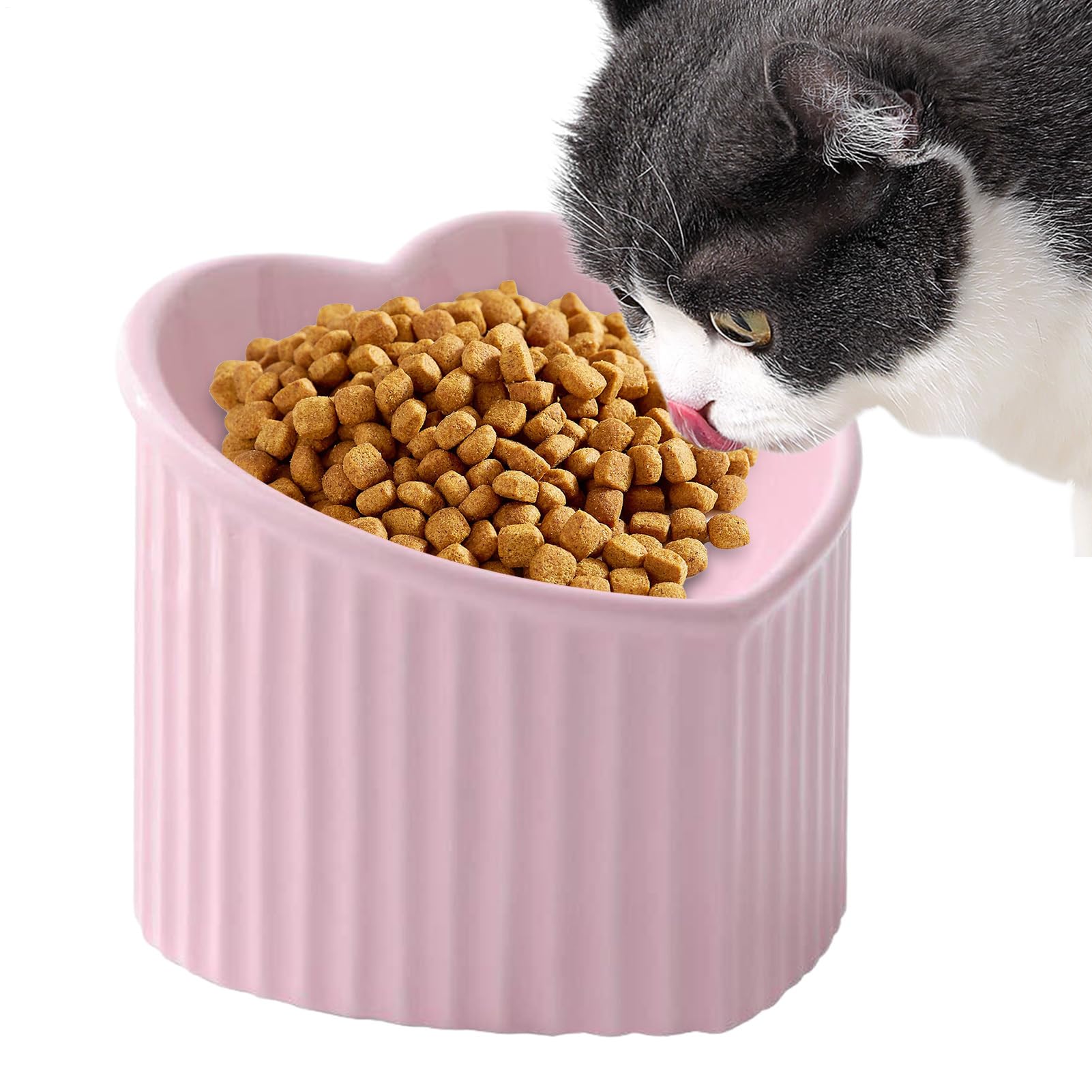 Gamelles inclinées en céramique pour chat émaillée design cœur M