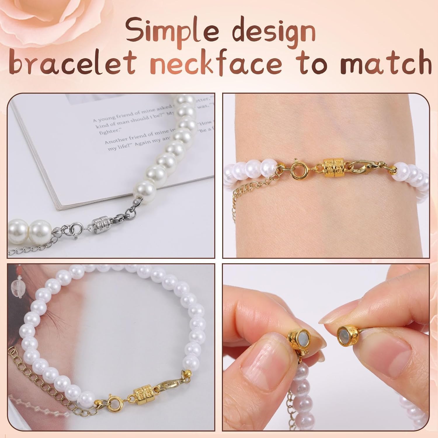 S925 Silver Magnetic Necklace Clasps, S925 Jewelry Making Connectors, Chain Extender Converters for Bracelets Necklace, 8 Pack (8pcs Golden Silvery A) - Image 4