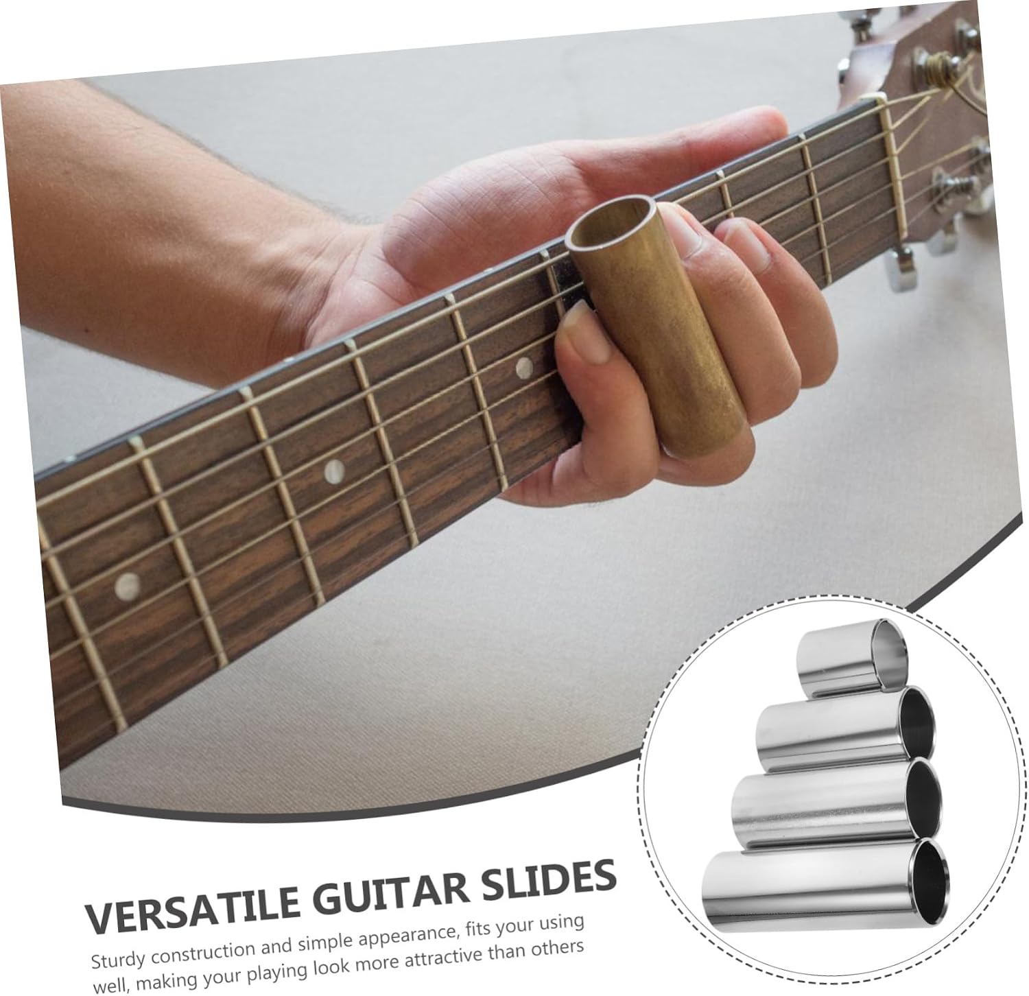 HEMOTON 4pcs Stainless Steel Guitar Slides for Acoustic Electric Guitars Different Lengths