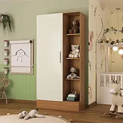 Guarda-roupa Infantil 1 Porta Sara Espresso Móveis Cinamomo/Off White