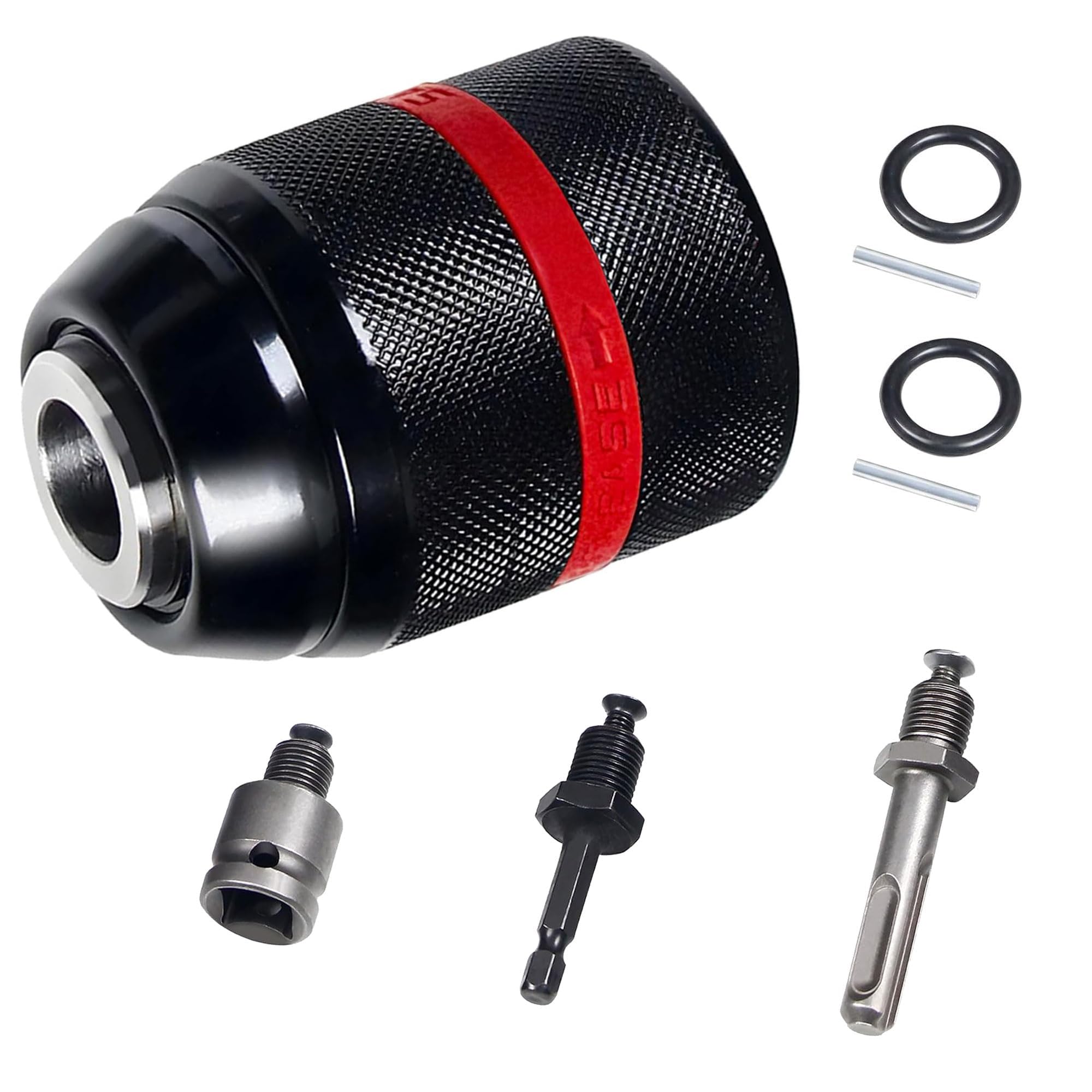 Keyless Drill Chuck for Milwaukee, 1/2-20UNF Mount 1.5-13mm Self-Tighten Drill Chuck for Hand Drill Impact Driver, with 3/8" SDS-Plus Shank 1/2" Impact Wrench Adapter 1/4" Hex Shank