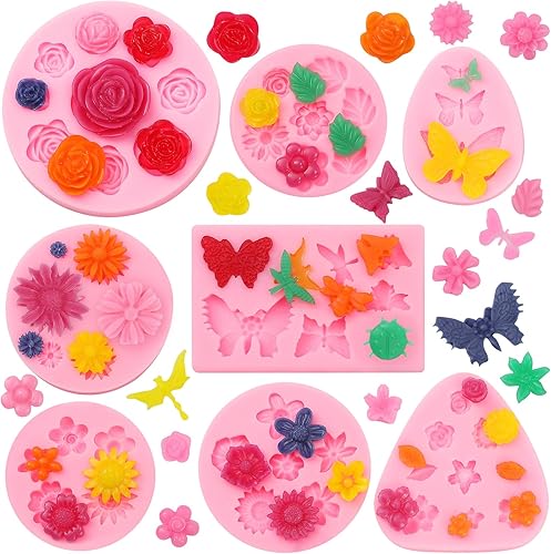 Miniatura 1 de Molde de silicona para pastel de fondant de flores y mariposas, para decoración de pasteles, dulce de chocolate, arcilla polimérica, jabón,