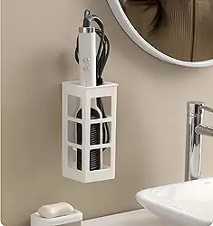 Zdesign Organizador de ferramentas de cabelo, suporte de parede, organizador de ferramentas de banheiro para modelar, chapinha, alisador e secador de cabelo, armazenamento e organizador de banheiro