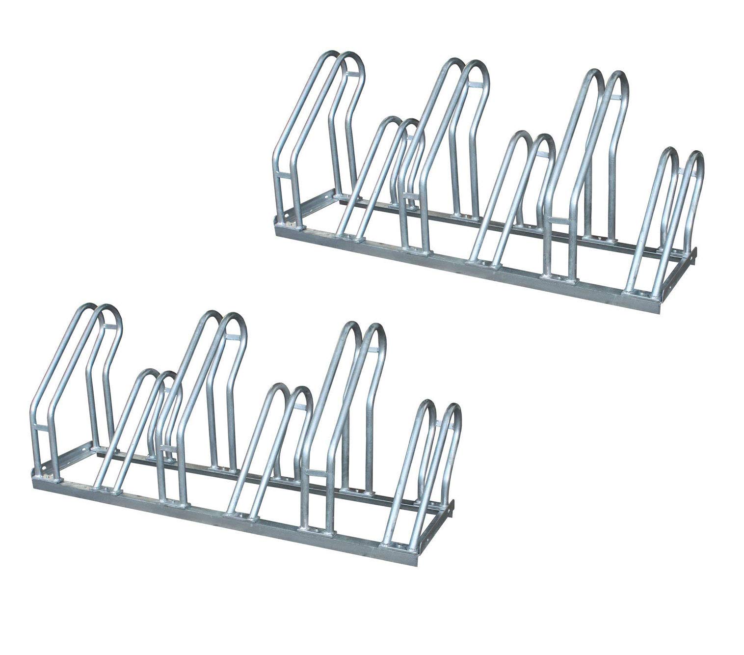 ADO - Aparcabicicletas soporte para aparca Bicicleta suelo Aparcamiento de bicicletas garaje Parking de 6 Bicis acero galvanizado (2- Aparcabicicletas)