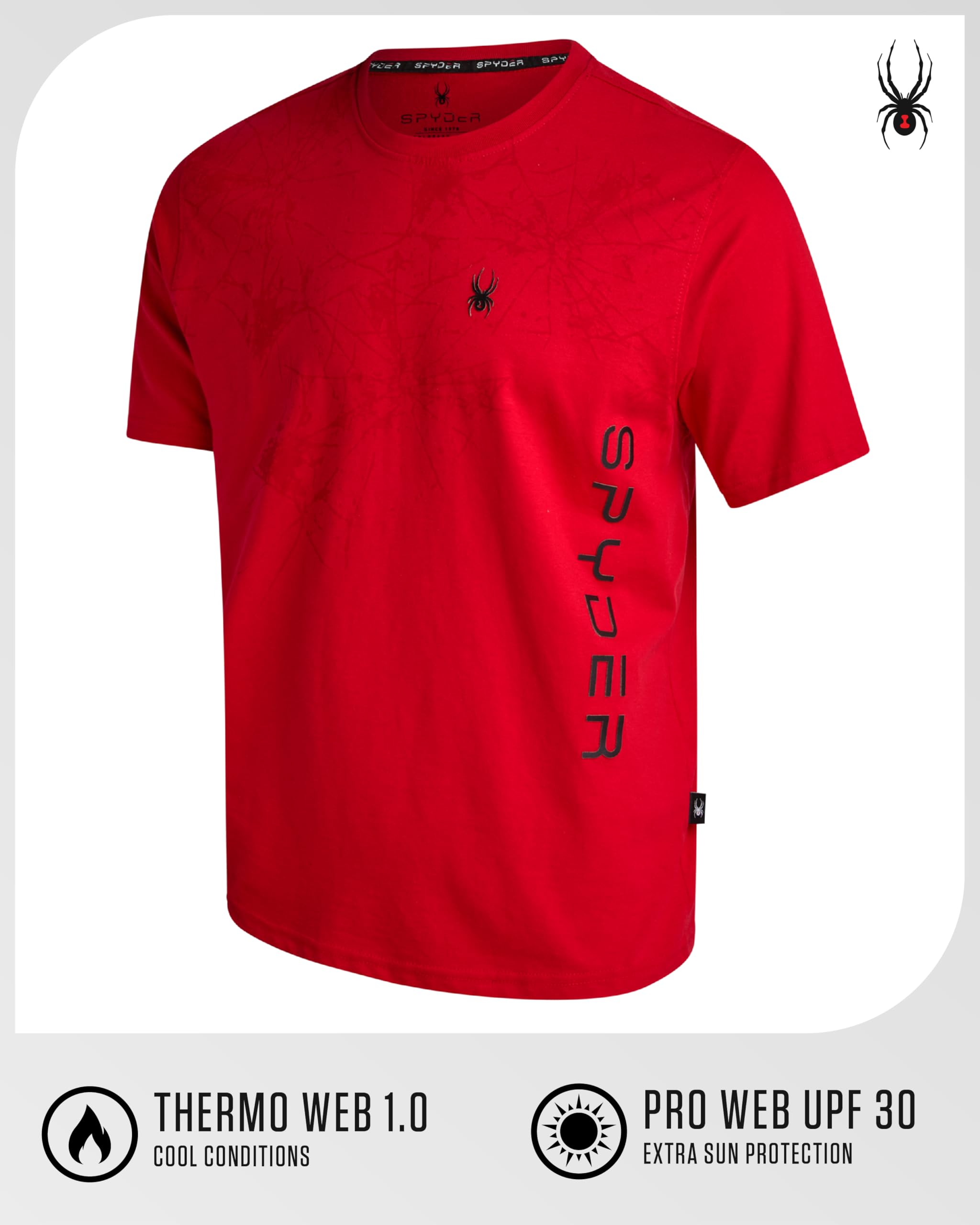 Spyder M CVC Jersey SS tee Camiseta Hombre (Pack de 1) | Camiseta deportiva suave y transpirable, ajuste cómodo para el día a día para entrenamiento, correr y uso casual