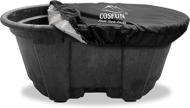 COSFUN 100 Gallon Oval Stock Tank Cover,Waterproof Dust Proof Anti-UV Ice Bath Cover,Keep Water Trough Clean(Elastic Bottom,Black)