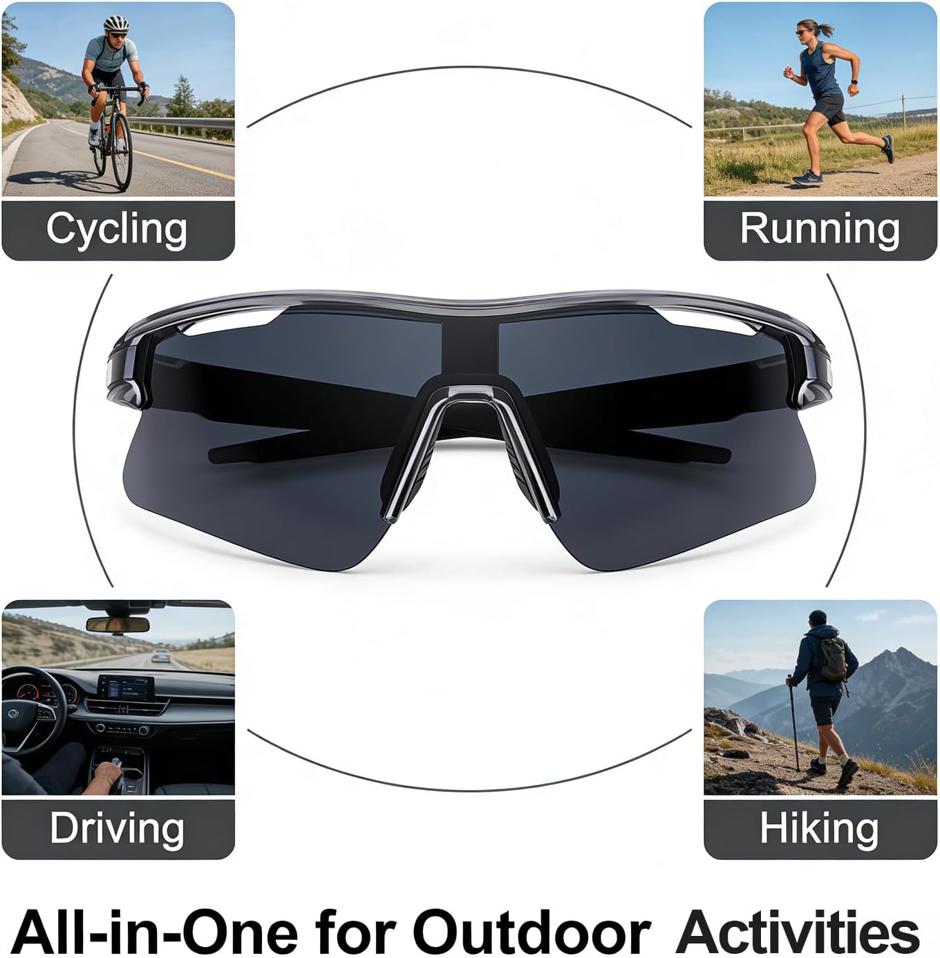 YIMI Photochromic Polarized Sports Sunglasses for Men Women, UV400 Protection Running Cycling Fishing Sun Glasses