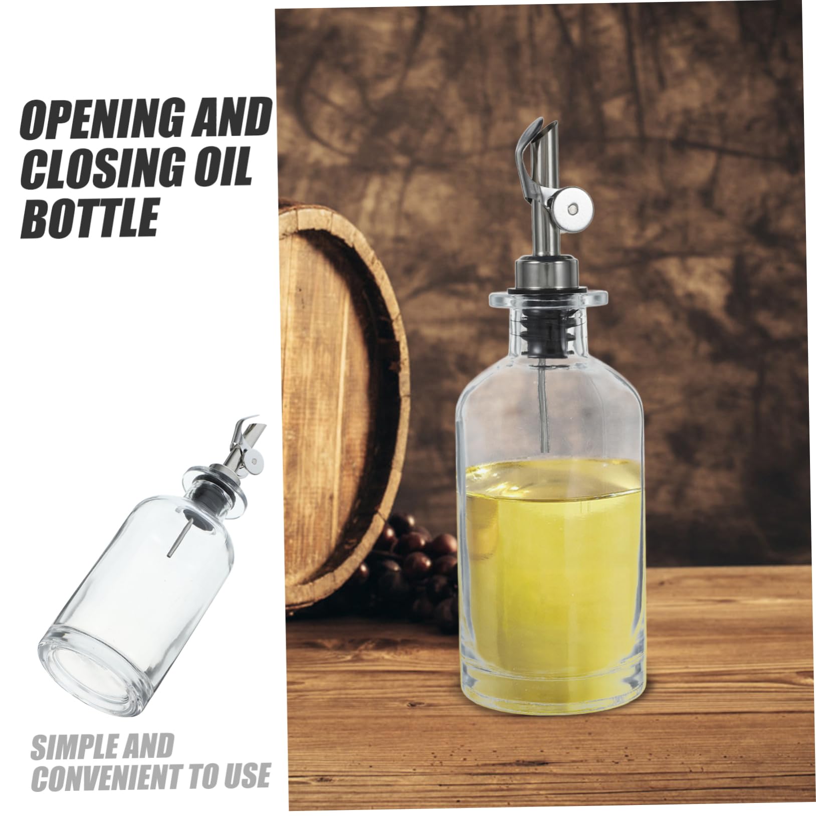 2 Stück Glas Ölflaschen 350 Ml Selbstregulierend Automatischer Ausgießer Küchenölspender für Sojasauce Essig Transparent mit Abdeckmechanismus Küchenutensilien