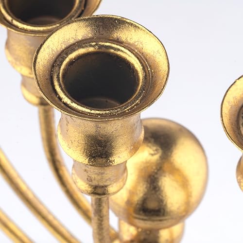 Miniatura 6 de Hanukkah Menorah 7 ramas, portavelas decorativo de menorás para Janucá, juego de 1 candelero de 7 brazos (dorado)