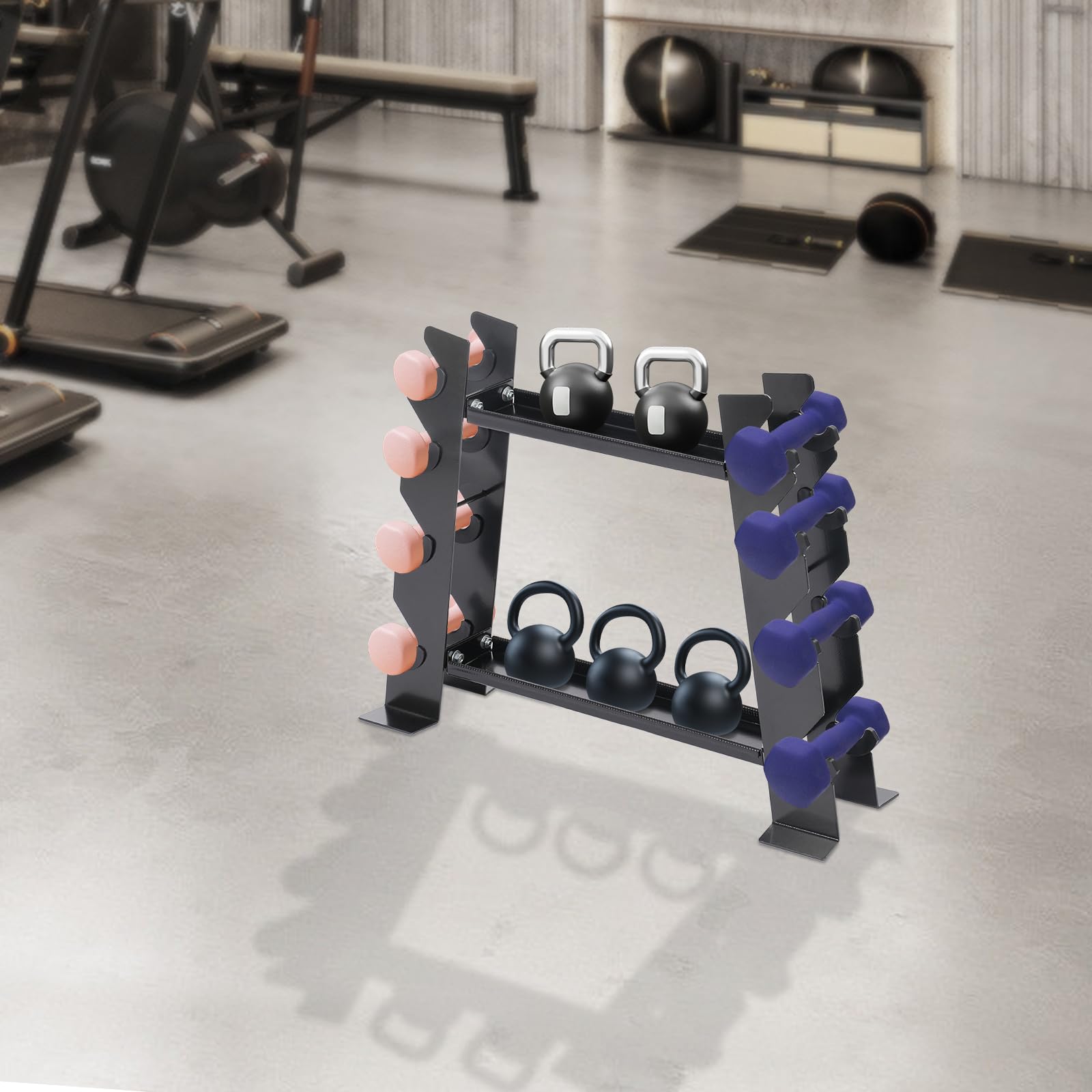 Supporto multifunzione per manubri fino a 150 kg, supporto per manubri con 8 inserti laterali, stabile per manubri e bilancieri, ideale per palestra, casa