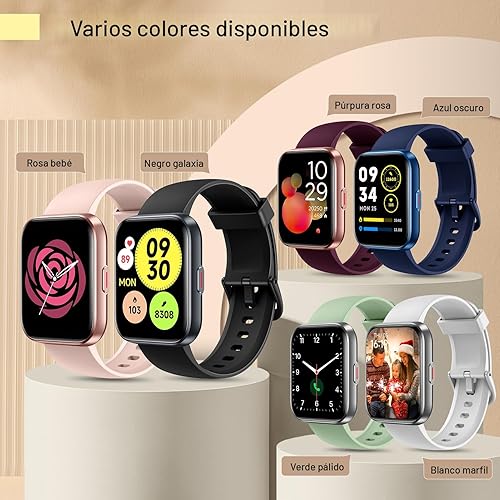 Miniatura 7 de Quican Reloj inteligente para mujer, contestarhacer llamadas, reloj de seguimiento de actividad física de 1.8 pulgadas con Alexa integrado, monitor