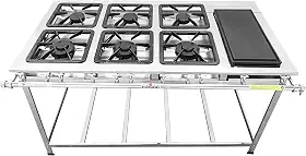 FOGÃO SERV INOX BAIXA PRESSÃO 6 BOCAS BIFETEIRA (3 SIMPLES 3 DUPLAS)