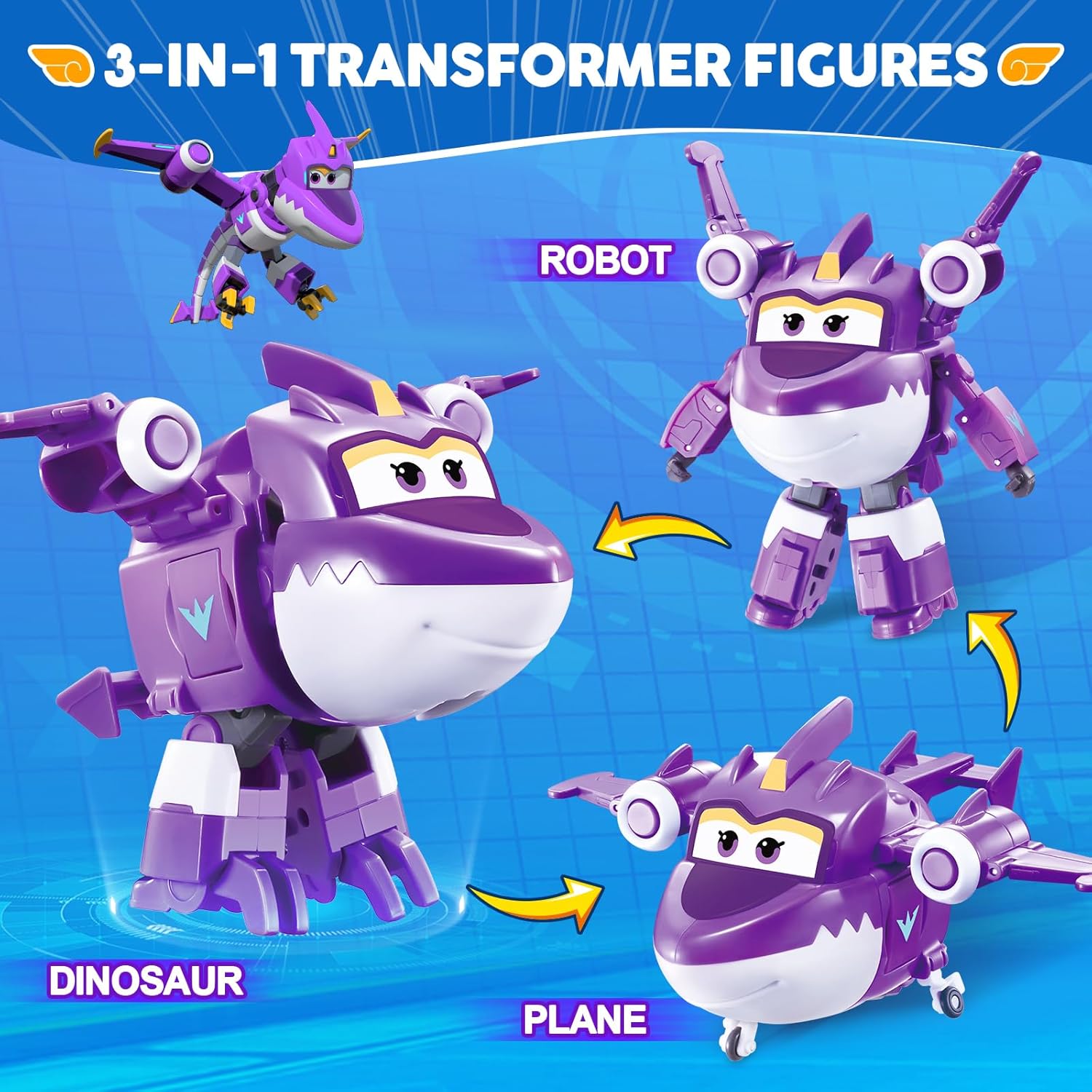 Super Wings Transformable Toys, 5 in Sally Airplane Transforming Figures Toys, 2 in 1 Mode Rescue Bots Action Figure Toys for 3-5 Year Old Boys Girls, Fun Plane Toys for Toddlers Kids Age 3 4 5 6 7