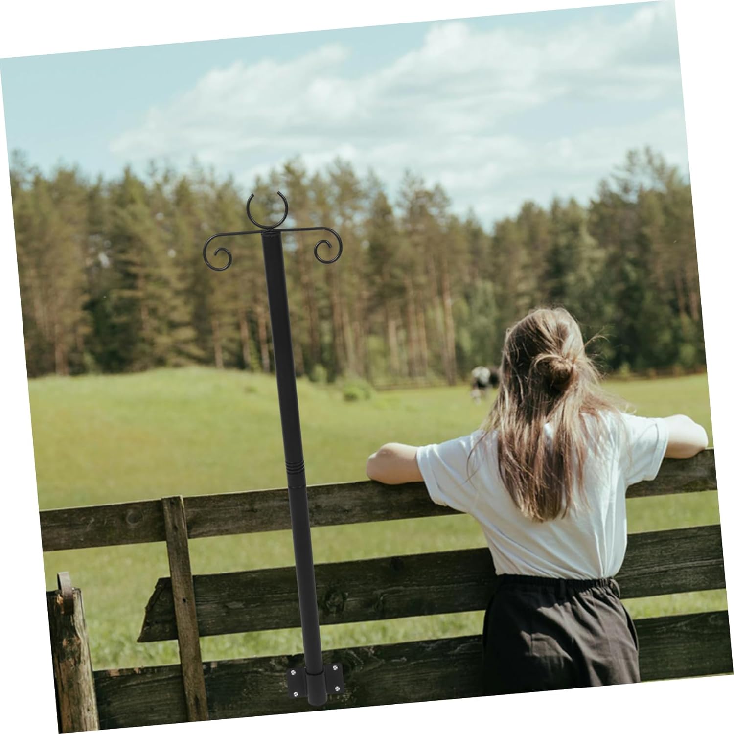 Hemoton 2sets Outdoor Hanging Light Support Rod Heavy Duty Bird Feeder and String Light Pole for Patios Yards and Fences Easy Installation Versatile Use