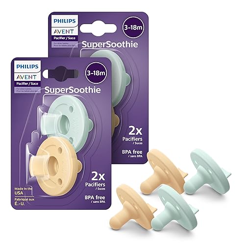 Miniatura 13 de Philips Avent Soothie - Chupetes ortodónticos para bebés, 100% de silicona, de una pieza, sin BPA, para bebés de 3 a 18 meses, 2 lila y 2 rosas, 4