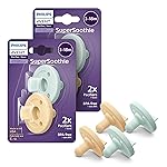 Philips Avent Soothie Orthodontic Baby Pacifiers, 100% Silicone Pacifiers, One Piece, BPA-Free, for Babies 3-18 Months, 2 Green and 2 Yellow, 4 Pack, Model SCF192/72