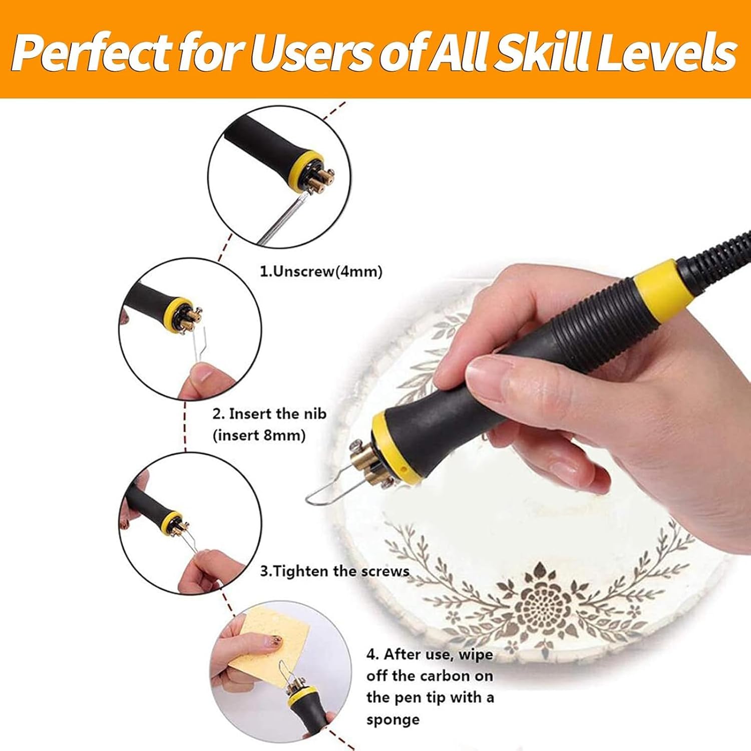 Wood Burning Machine Kit, Dual Pen Pyrography Machine, with 23 Wire Tips, 2pcs Stand, Digital Temperature Adjustment, for Wood/Leather/Gourd, Adults and Beginners