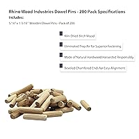 Vista 114 de 3/8" x 2" - Paquete de 500 pasadores de madera - Secados al horno, estriados y biselados (3/8" x 2", 500 unidades)