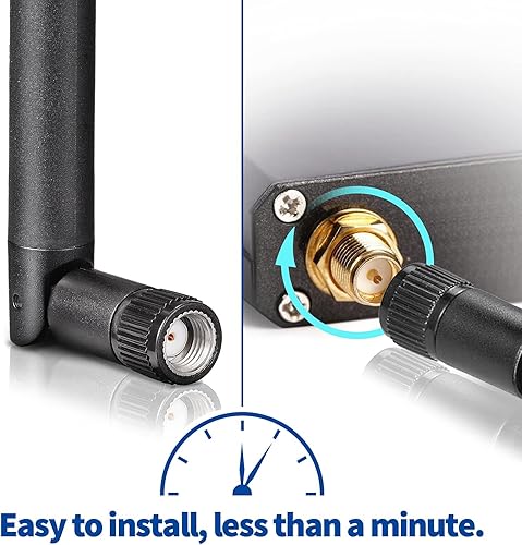 Miniatura 5 de Bingfu Antena WiFi de doble banda 2.4GHz 5GHz 5.8GHz 3dBi RP-SMA Reemplazo de antena macho (paquete de 2) para enrutador WiFi, tarjeta de red