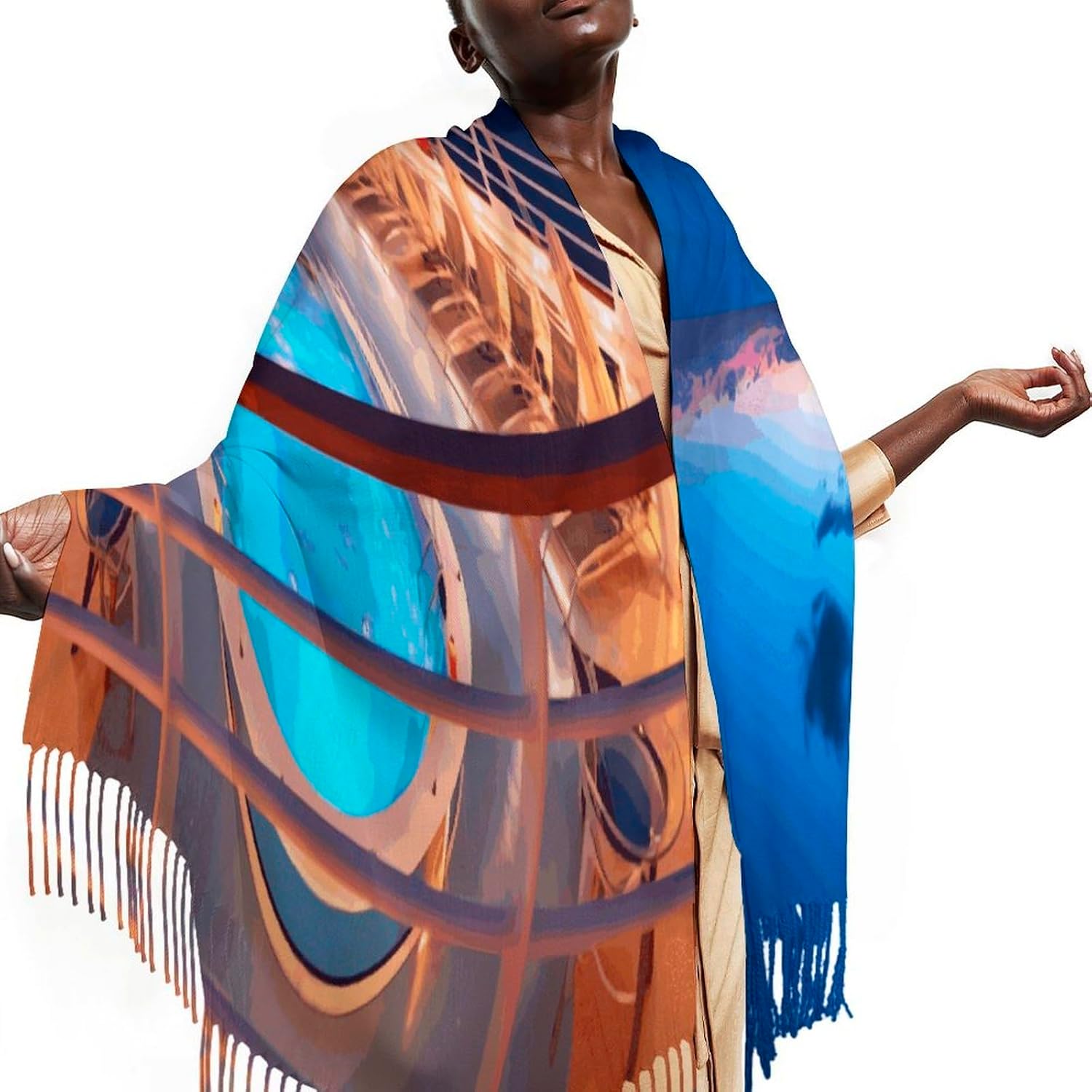 Pool Party Cruise Ship Scarf for Women Men Soft Warm Fashion Blanket Scarves Classic Cashmere Feel Scarf Long Shawl Large Scarves Cold Weather Thick Blanket Scarfs