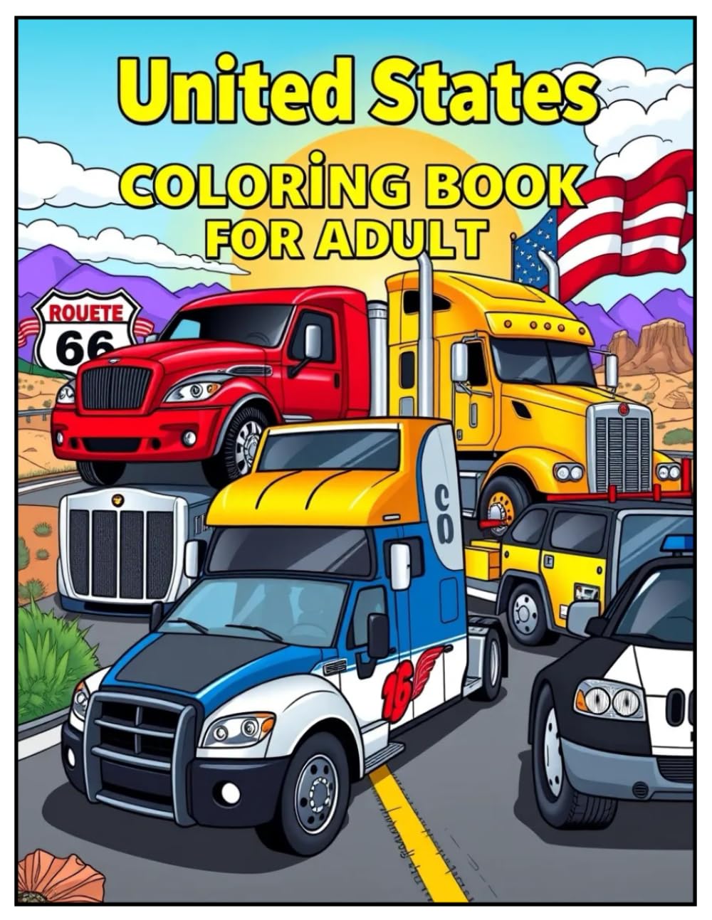 United States Vehicle Coloring Book for Adults: 100 Detailed Car, Truck, Bus & Transport Coloring Pages for Relaxation and Stress Relief
