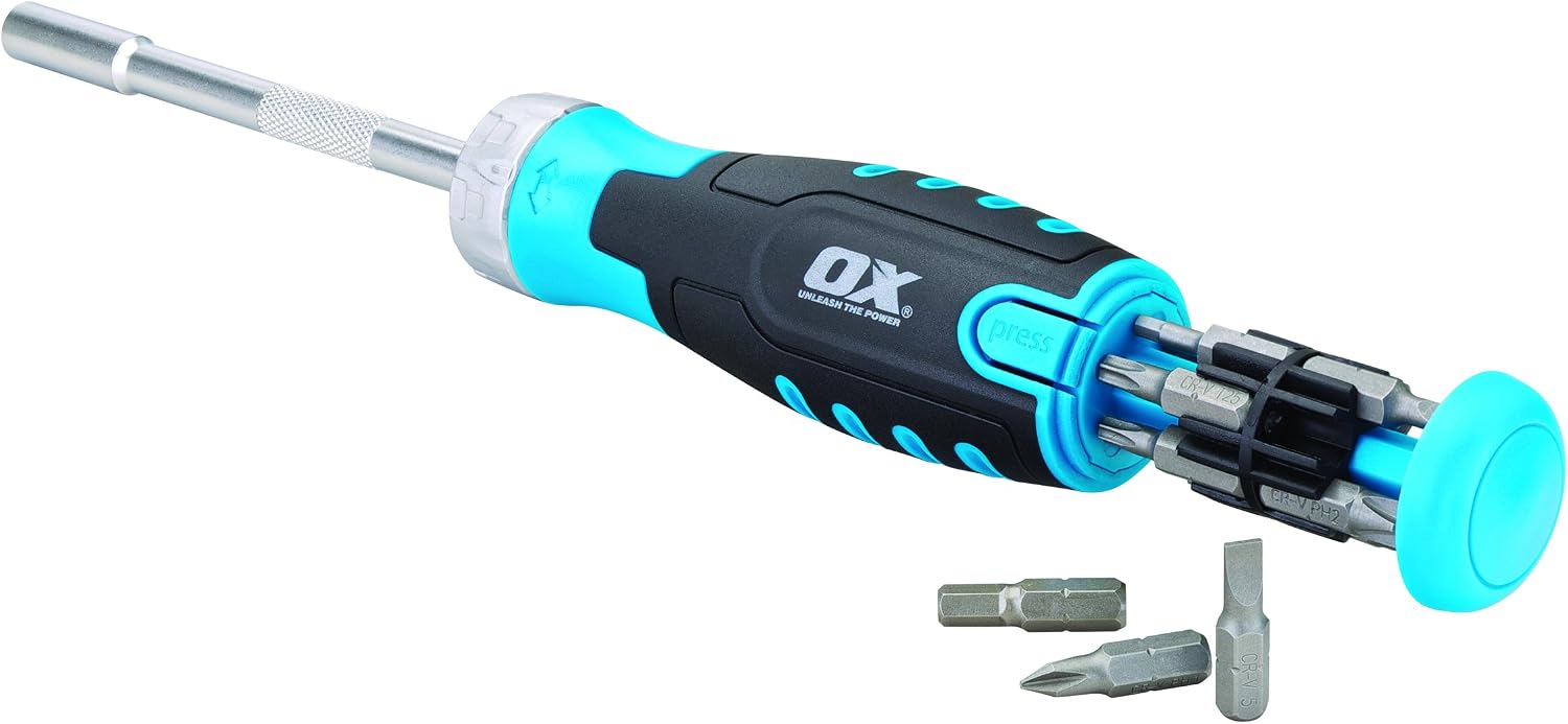 OX Pro Heavy Duty Multibit Ratchet Screwdriver - Multicolor