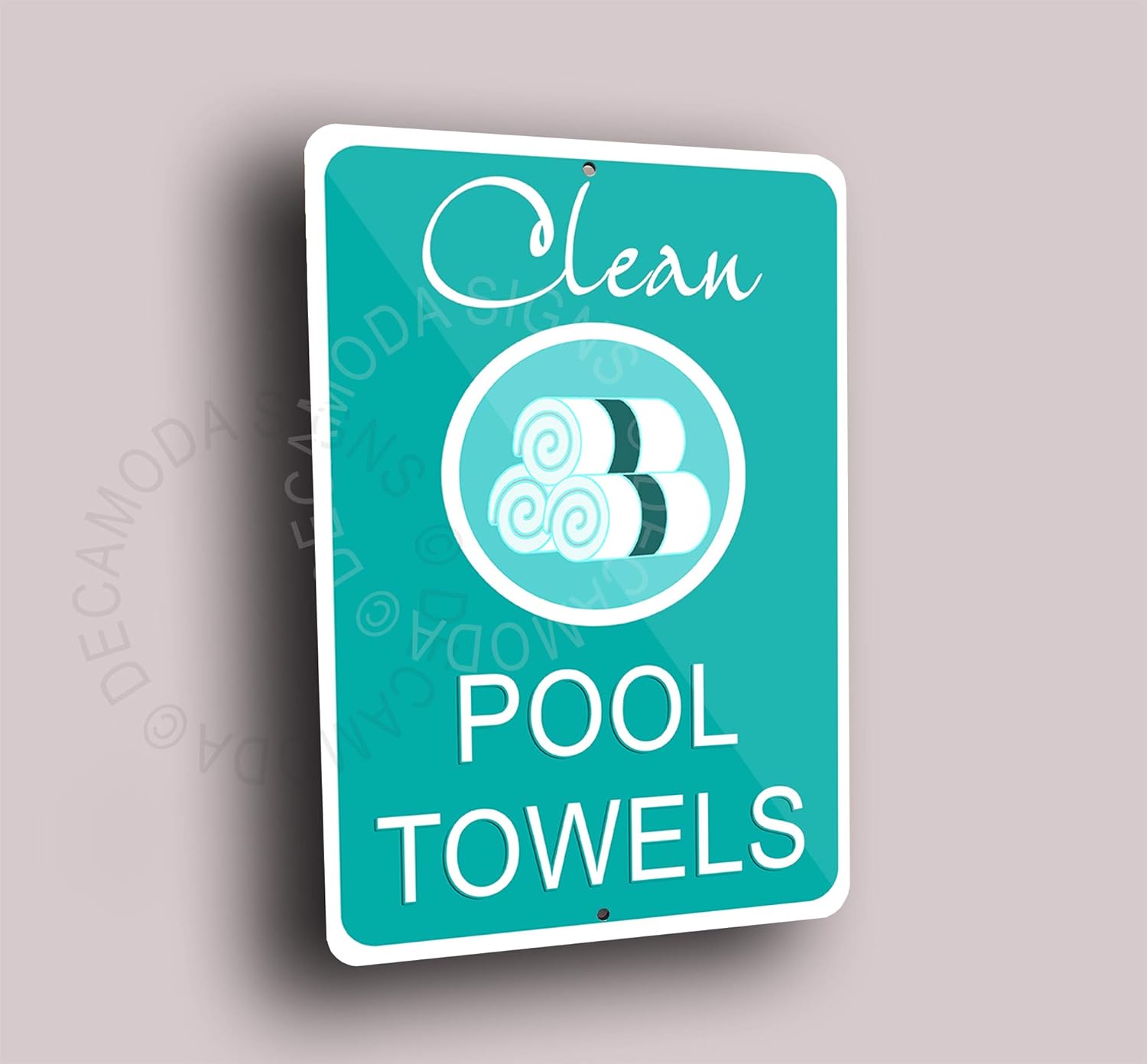 Clean Pool Towels Sign, Pool Signs, Indoor or Outdoor Use, Composite Aluminum Sign