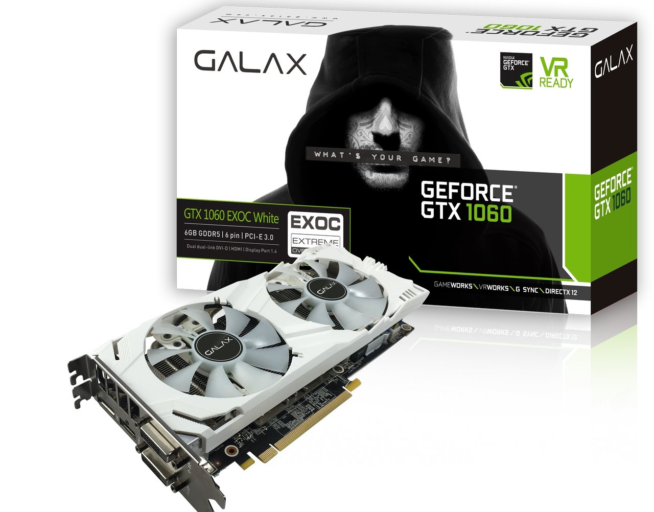 Placa de video galax geforce gtx 1060 ex oc white 6gb ddr5 192