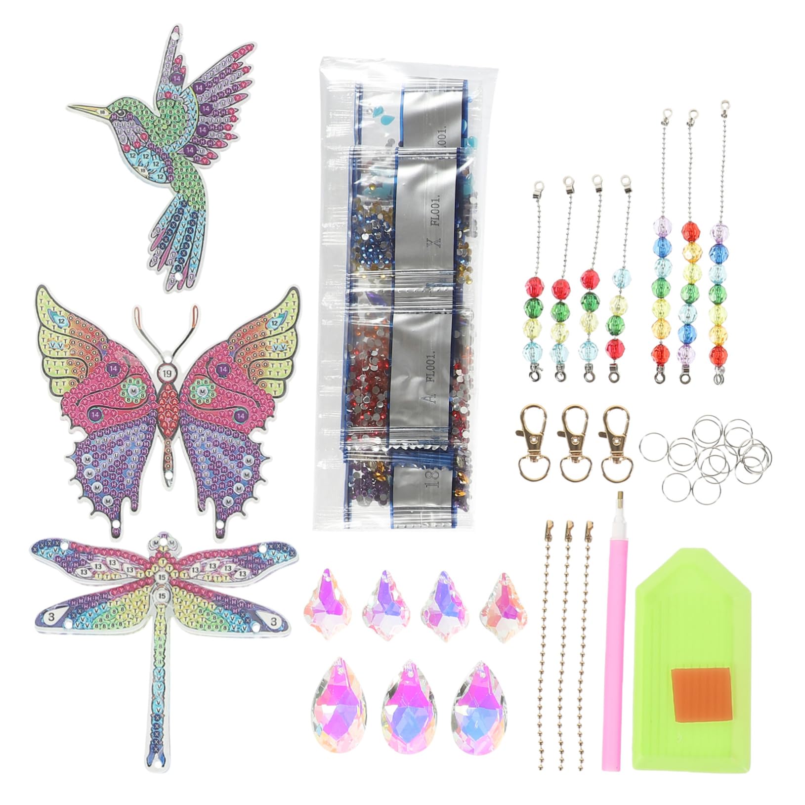 ibasenice 5 Sätze Diamanten DIY Windspiel Set Teiliges Suncatcher mit Schmetterlingen Hängende Dekoration für Fenster Balkon Zimmer Büro Kreative Bastelideen für Zuhause