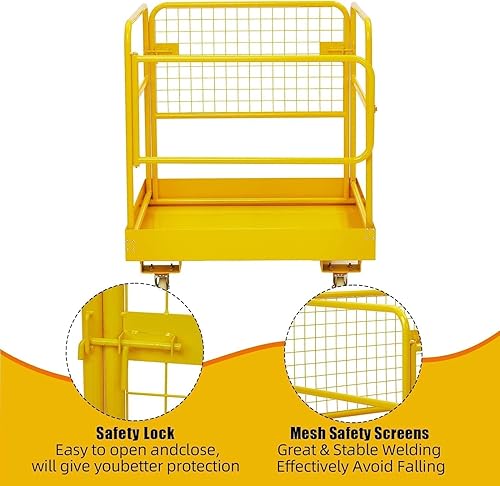 Miniatura 6 de Jaula de seguridad para carretilla elevadora, plataforma de trabajo plegable resistente de 36 x 36 pulgadas, capacidad de 1200 libras con 4 ruedas