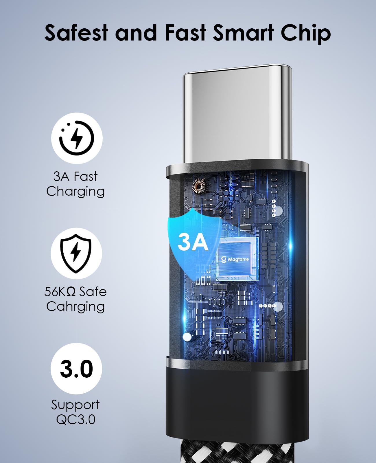 Magtame Cavo USB C, 1,5 m, magnetico USB A a USB C, cavo a spirale, cavo di ricarica USB C, cavo di ricarica rapido, compatibile con Samsung per dispositivo USB C per pad, nero