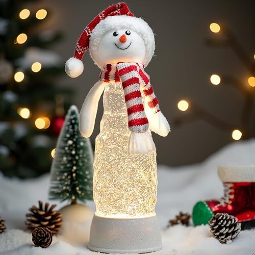 Vista 238 de Linterna de globo de nieve de Navidad, muñeco de nieve brillante con música, forro USB/funciona con pilas, linterna iluminada para decoración