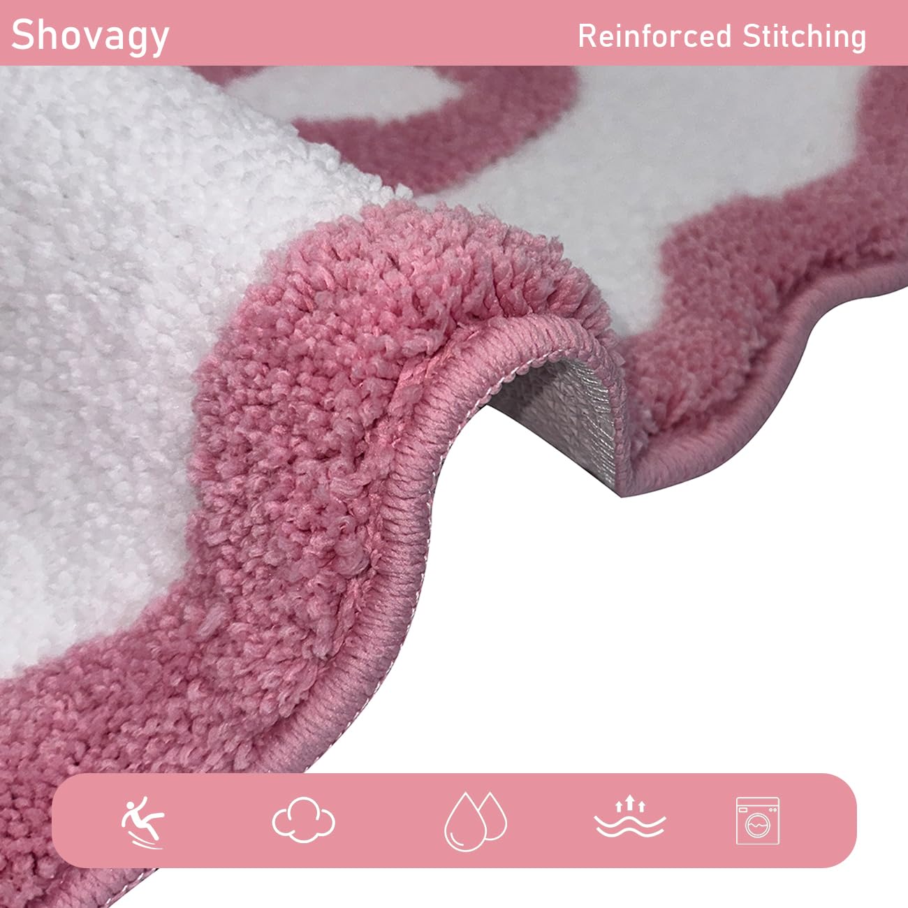 Alfombra de baño festoneada con lazo rosa, extra suave, bonita decoración estética, absorbente de agua, de secado rápido, antideslizante, para baño, bañera, fregadero, ducha, alfombra de suelo