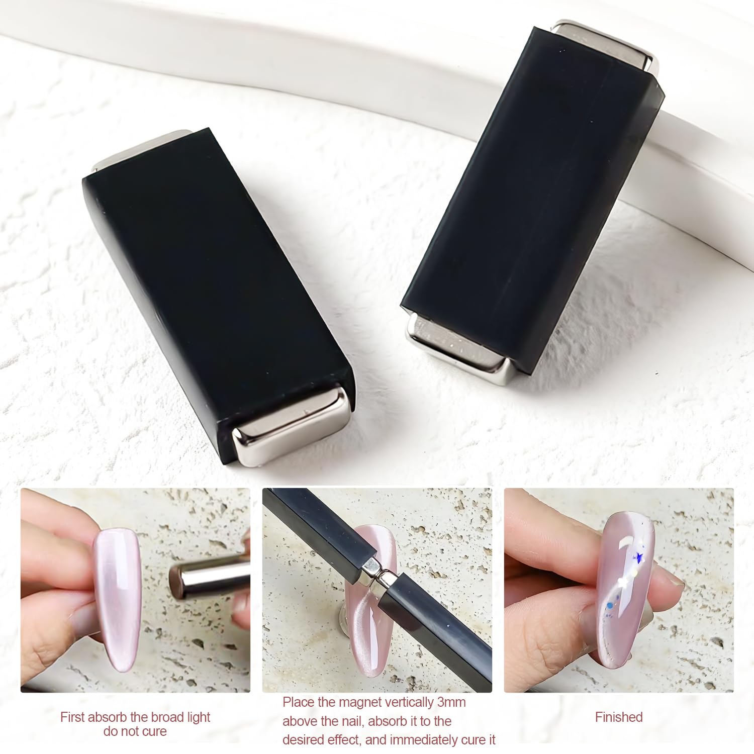 2Pcs Cat Eye Magnet Set, Strong Magnetic Stripe for Cat Eye Gel Nail Polish