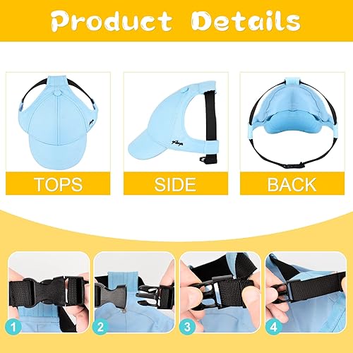 Miniatura 5 de Sombreros para perros grandes, sombrero para el sol pequeño y mediano con agujeros para las orejas, gorra de béisbol para mascotas y cachorros de