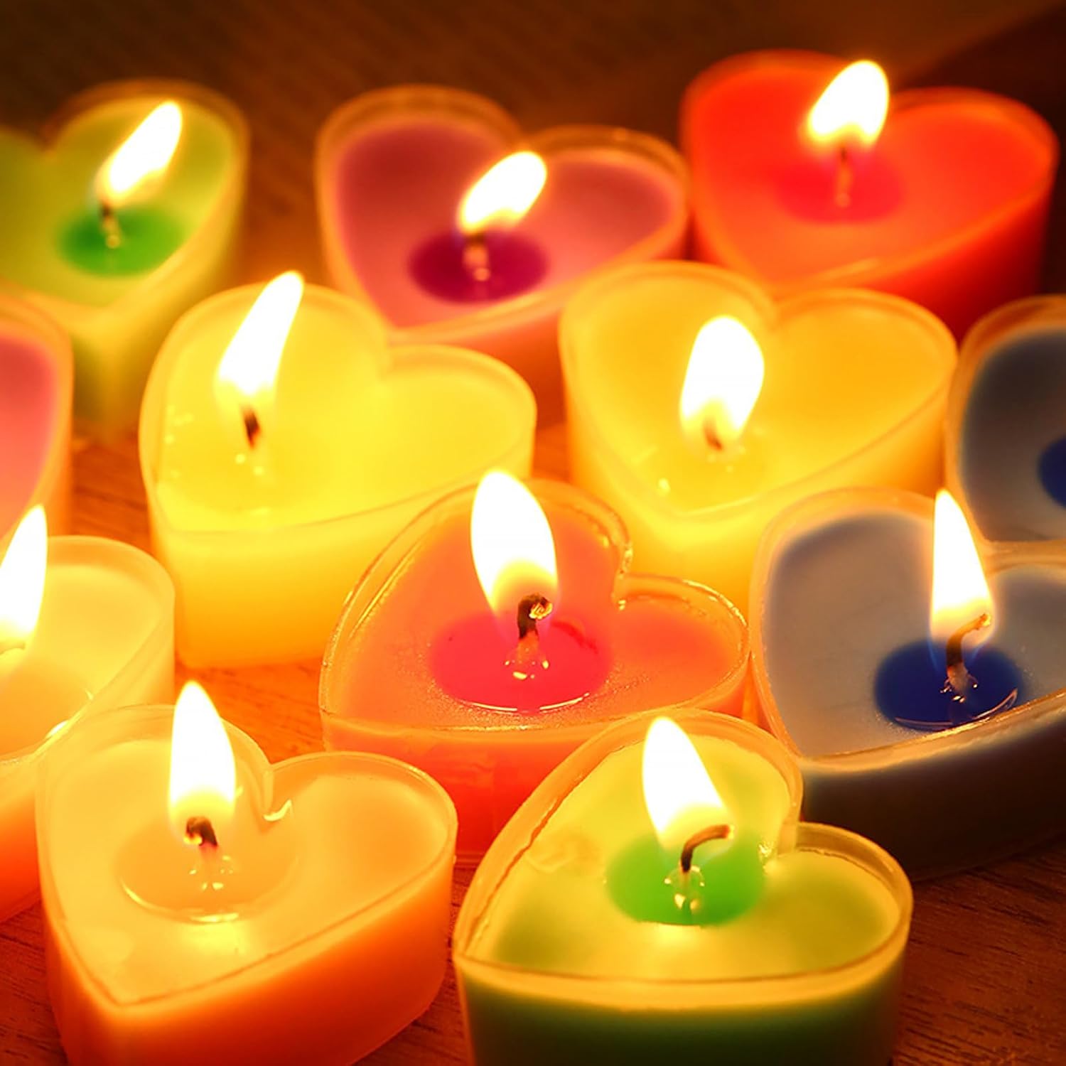 9pcs Box Colorful Christmas Tealights Heart Shape for Enhancing Seasonal Decoration Candlelights Winter Night Candlelights