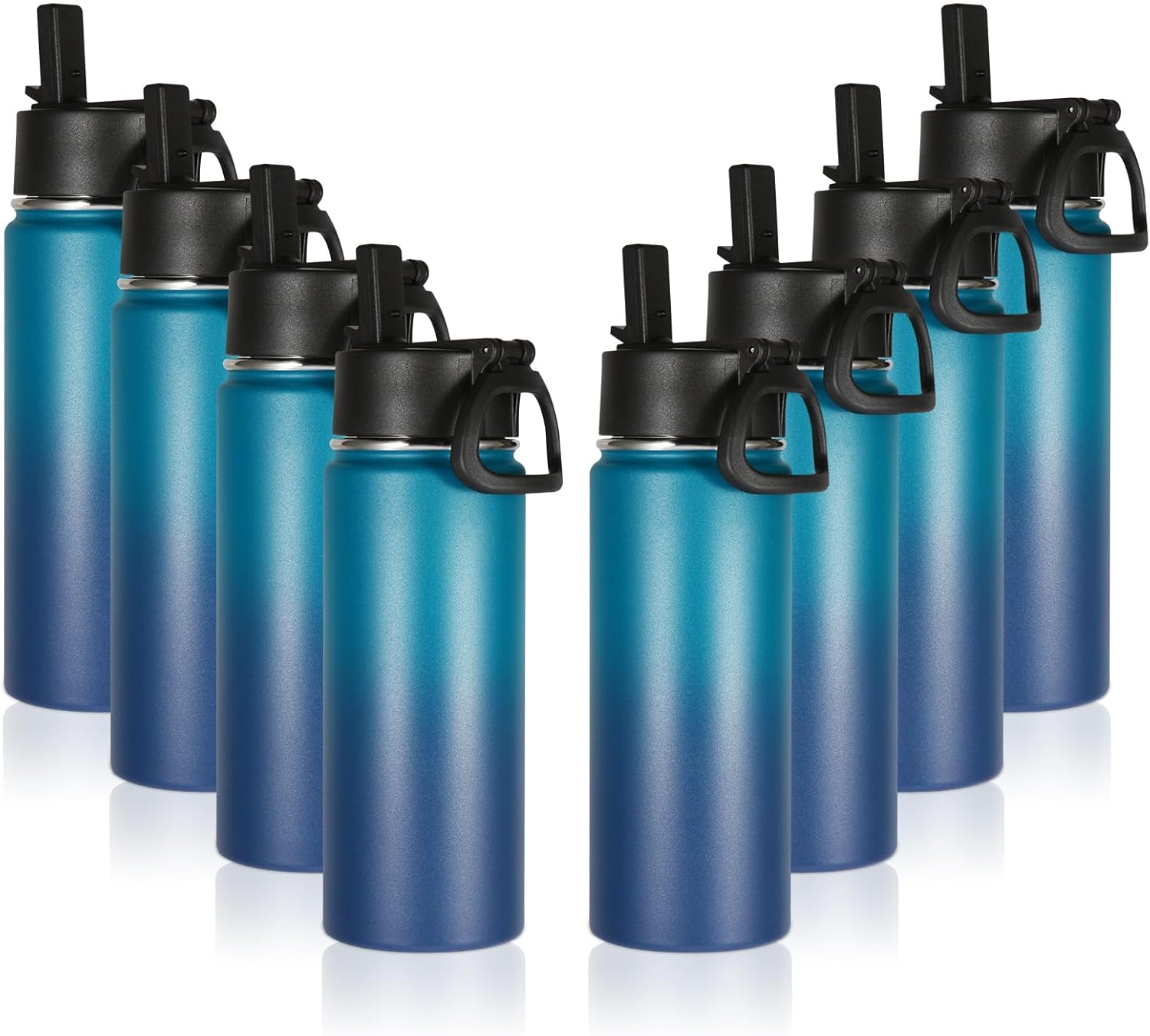 Volhoply 16 OZ Kids Water Bottle Bulk 8 Pack,Insulated Sports Bottles with Straw Lid