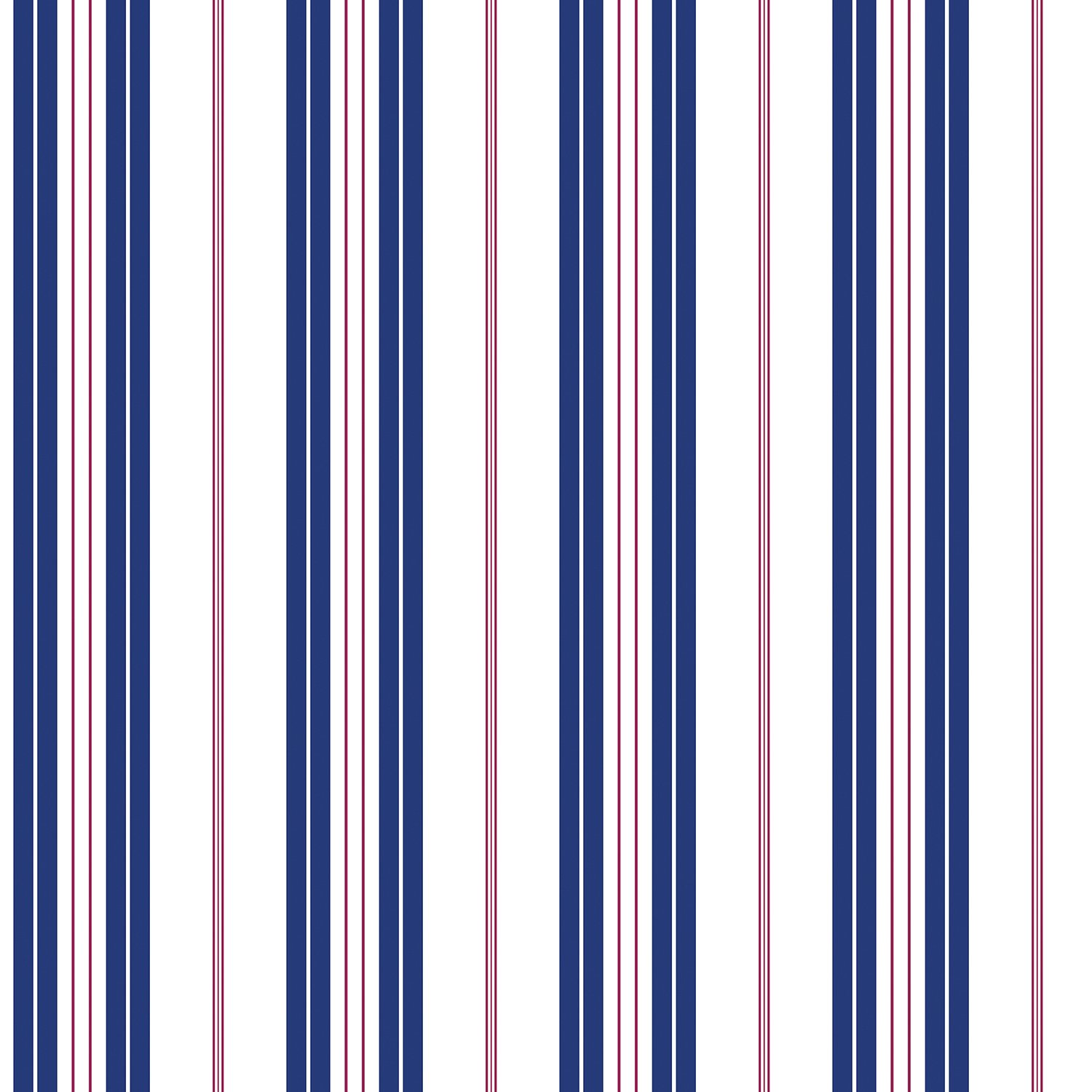 Galerie Wallpaper - Deauville 2 Striped Wallpaper - Navy White and Red - Washable