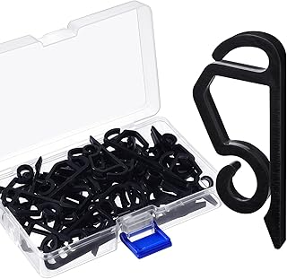 Marsui 40 Pieces Christmas Light Clips Outdoor Gutter Hooks Plastic Seasonal Weatherproof Clips Holiday Fence Hooks for Christmas Roof Tree Outside Hanging String Lights (Black)