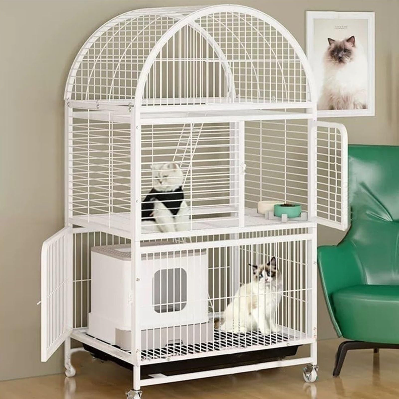 Dôme à plusieurs niveaux pour chatss : grand parc intérieur mobile en fer forgé Wit