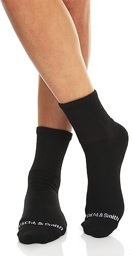 Miniatura 4 de Yacht & Smith 12 pares de calcetines negros antideslizantes para diabéticos con parte inferior de agarre holgado para mujer, calcetines de hospital