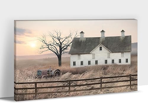 Arte de pared de camión viejo de granja, lienzo de granero gris, decoración de pared de camioneta vieja, arte de pared para decoración de granja,